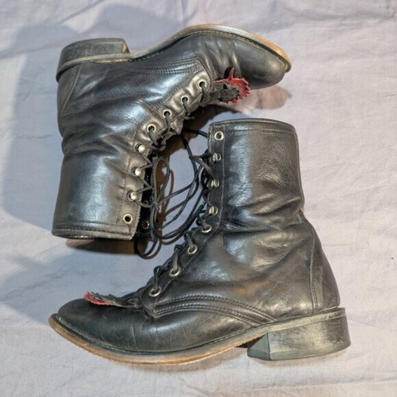 Laredo Black and Red Kiltie Roper Boots Women Size 6.5 - Picture 7 of 9